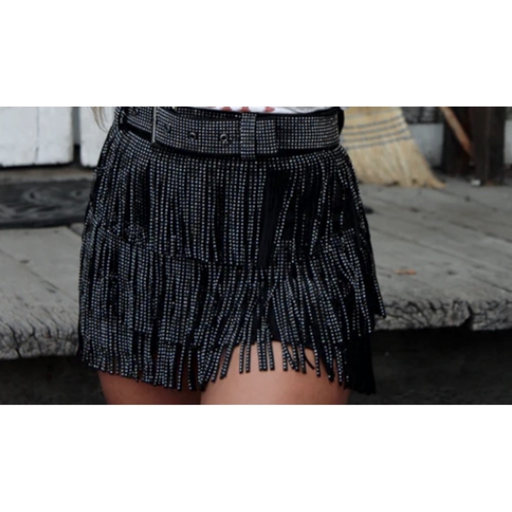 Black sequin skirt with belt.  NWOT never worn!